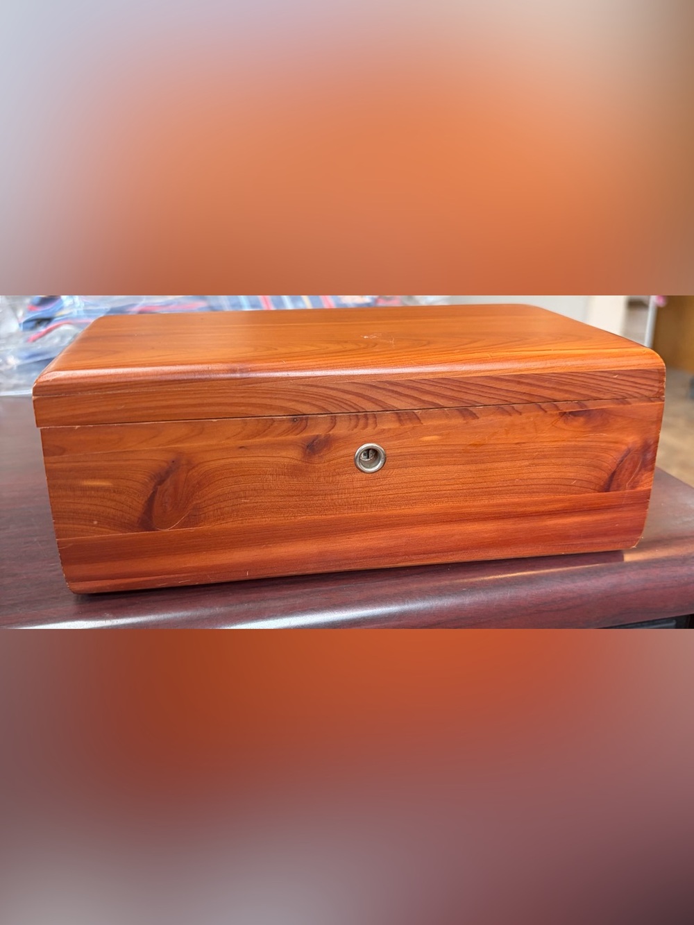 Vintage Lane Wood Jewelry Box in Warm Cedar Finish - 9x4x3 no key